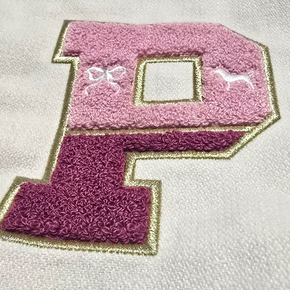 PINK X LOVESHACKFANCY Reissued Boyfriend Varsity Jacket. Size M. LIMITED EDITION - Picture 6 of 11